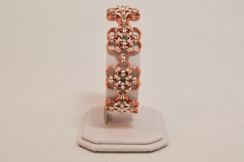 Japanese 12-in-2 Flower Bracelet in Copper and Silver Enameled Copper